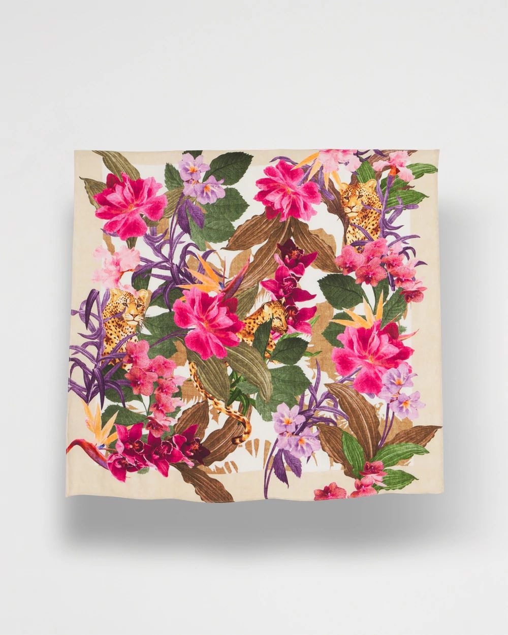 Botanica No. 1 Chiffon Square Scarf with Yellow Accent